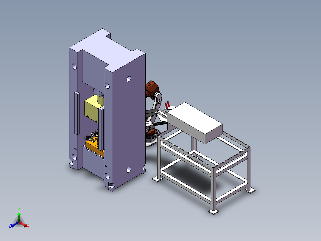 三工位红冲机器人上下料（sw22可编辑+工程图）正等轴测图