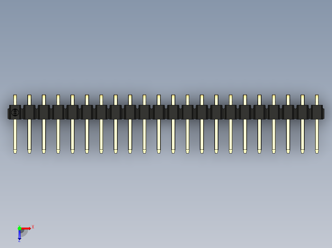 彩色公排针 100mil 2.54mm 系列-DS1022_black_1x22p_100mil_TypeD_rev1.0俯视图
