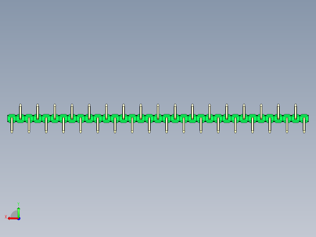 彩色公排针 100mil 2.54mm 系列-DS1022_green_35p_100mil_Type_SMT_R2_rev1.0后视图