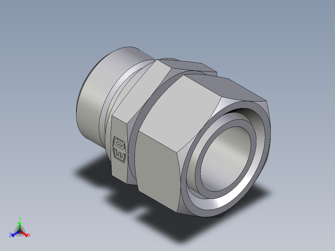 卡套式工业通用硬管接头EO_Standpipe_connector_EVGE28LREDCF正等轴测图