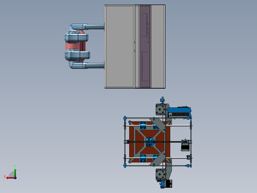 三轴钣金框架打印机3d图纸 智能数控控制3d打印机3D三维模型后视图