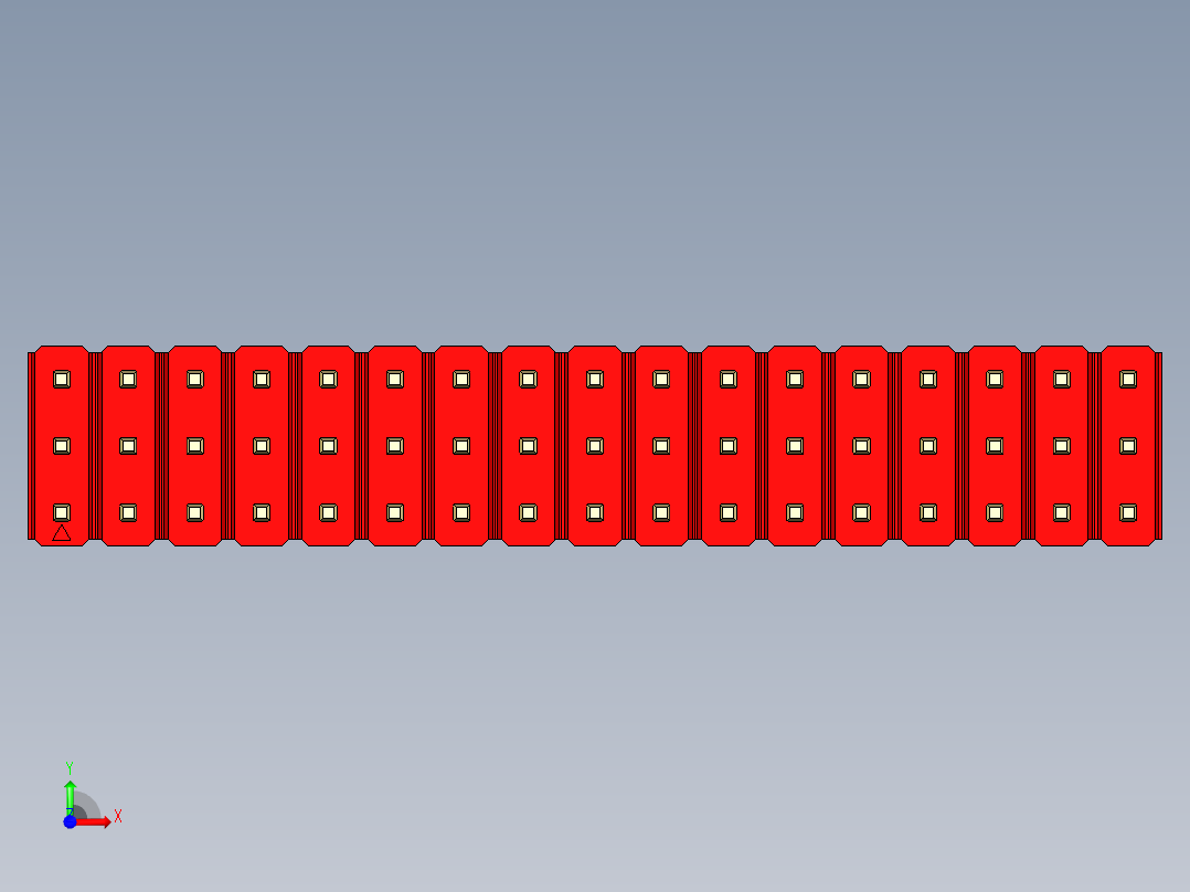 彩色公头100mil（2.54mm）系列-DS1021_red_3x17p_100mil_Type1_rev1.0前视图