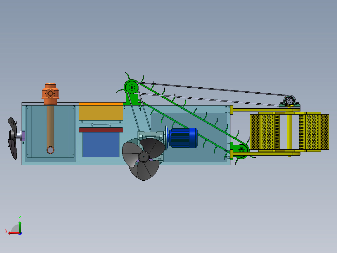 水面垃圾打捞船 清洁船打包设计含三维+二维+说明书后视图