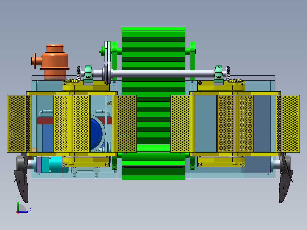 水面垃圾打捞船 清洁船打包设计含三维+二维+说明书左视图