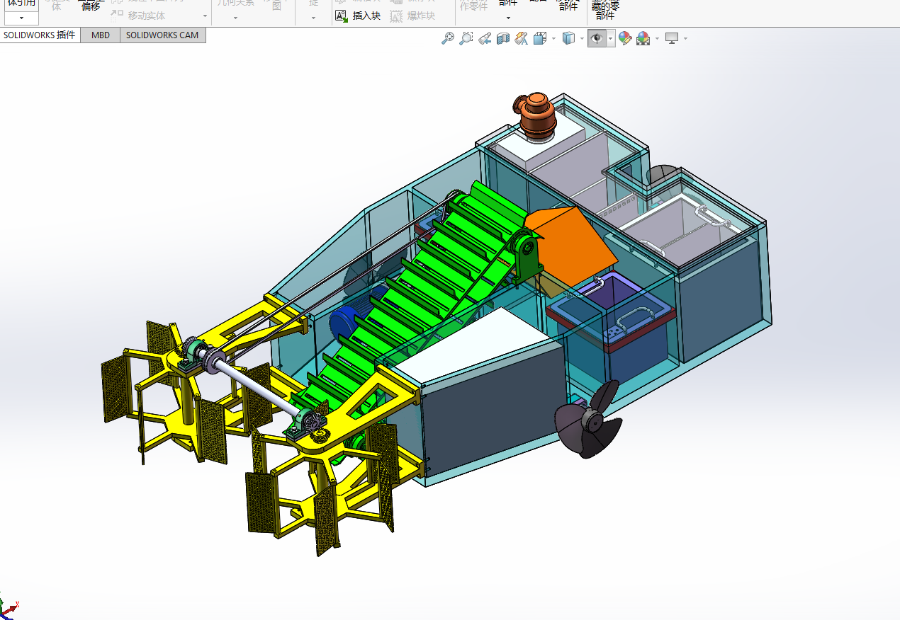 水面垃圾打捞船 清洁船打包设计含三维+二维+说明书