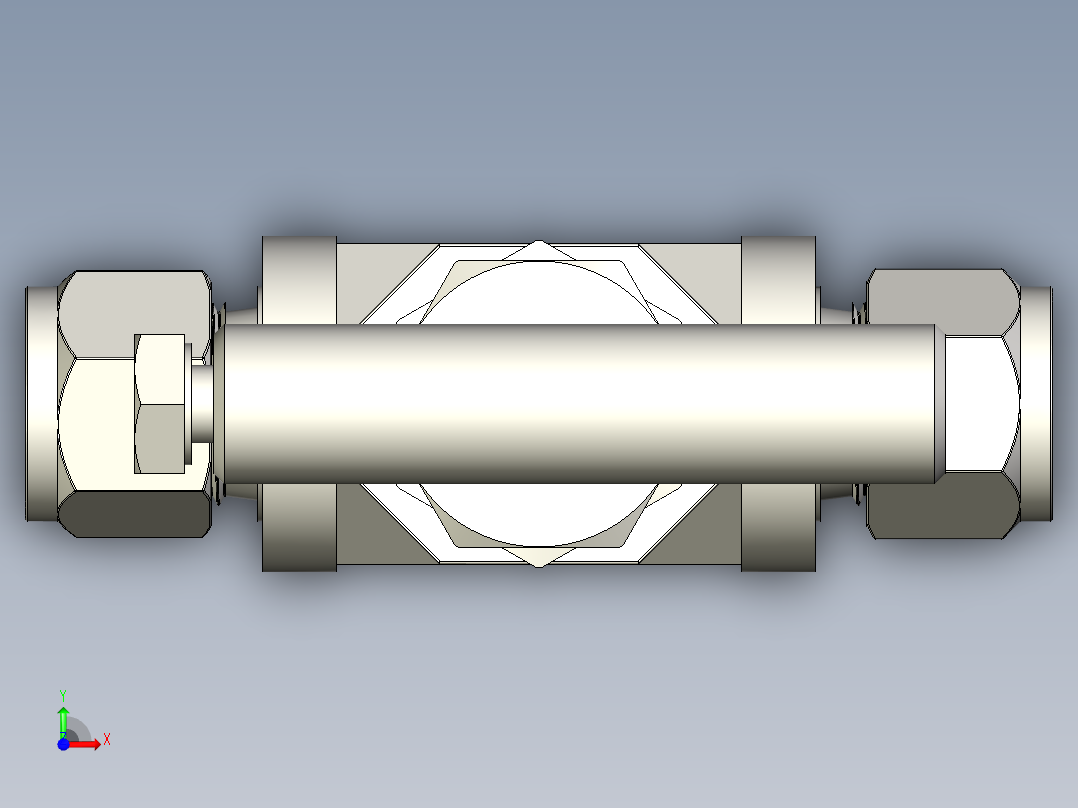 不锈钢整体阀盖针形阀，NV系列前视图
