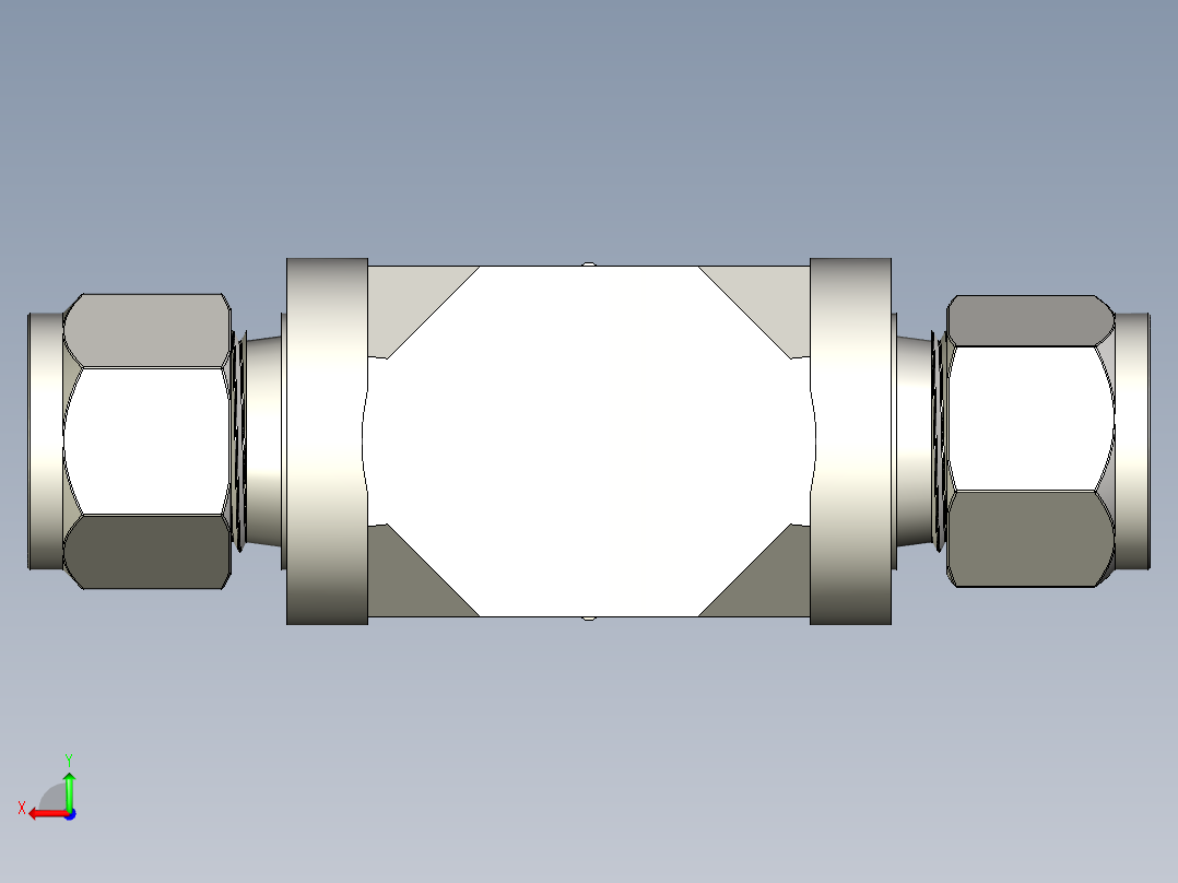 不锈钢整体阀盖针形阀，NV系列后视图