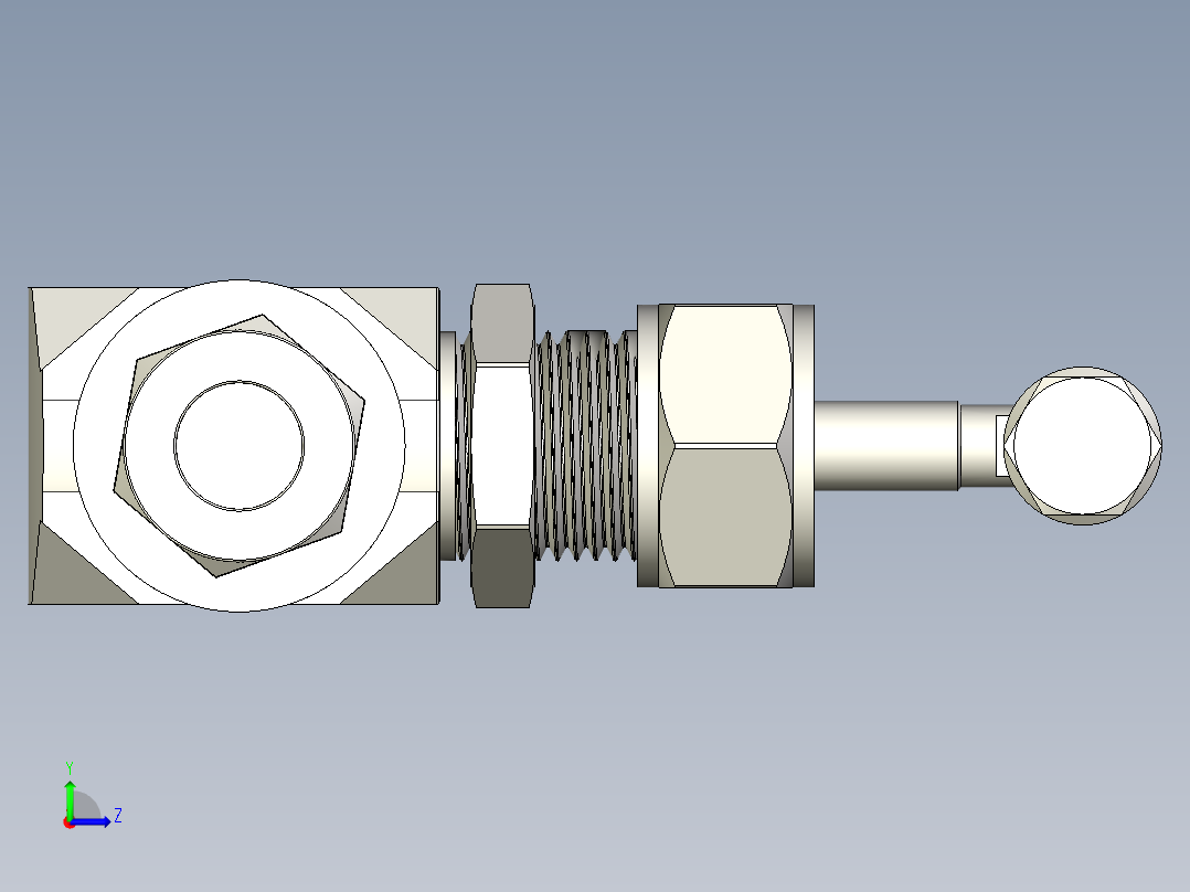 不锈钢整体阀盖针形阀，NV系列左视图