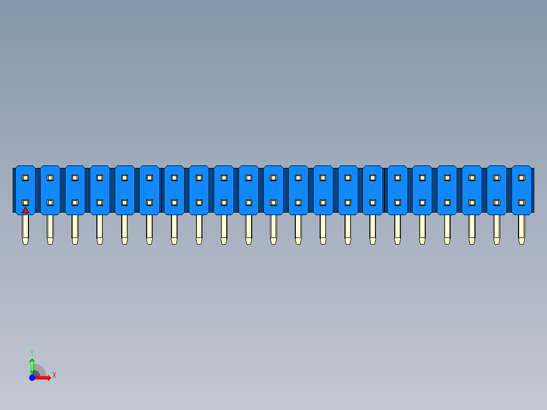 彩色公排针 100mil 2.54mm 系列-DS1022_blue_2x21p_100mil_TypeD_rev1.0前视图