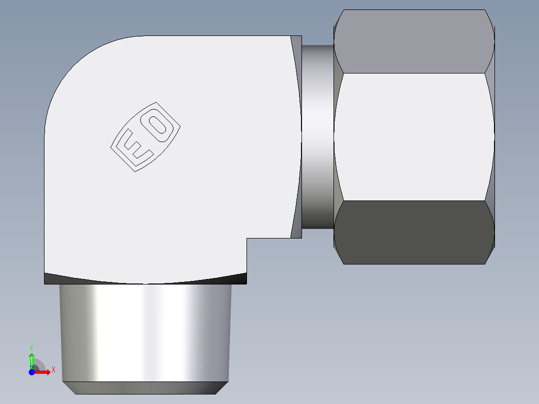 卡套式工业通用硬管接头EO_Male_stud_elbow_WE12SMCF前视图