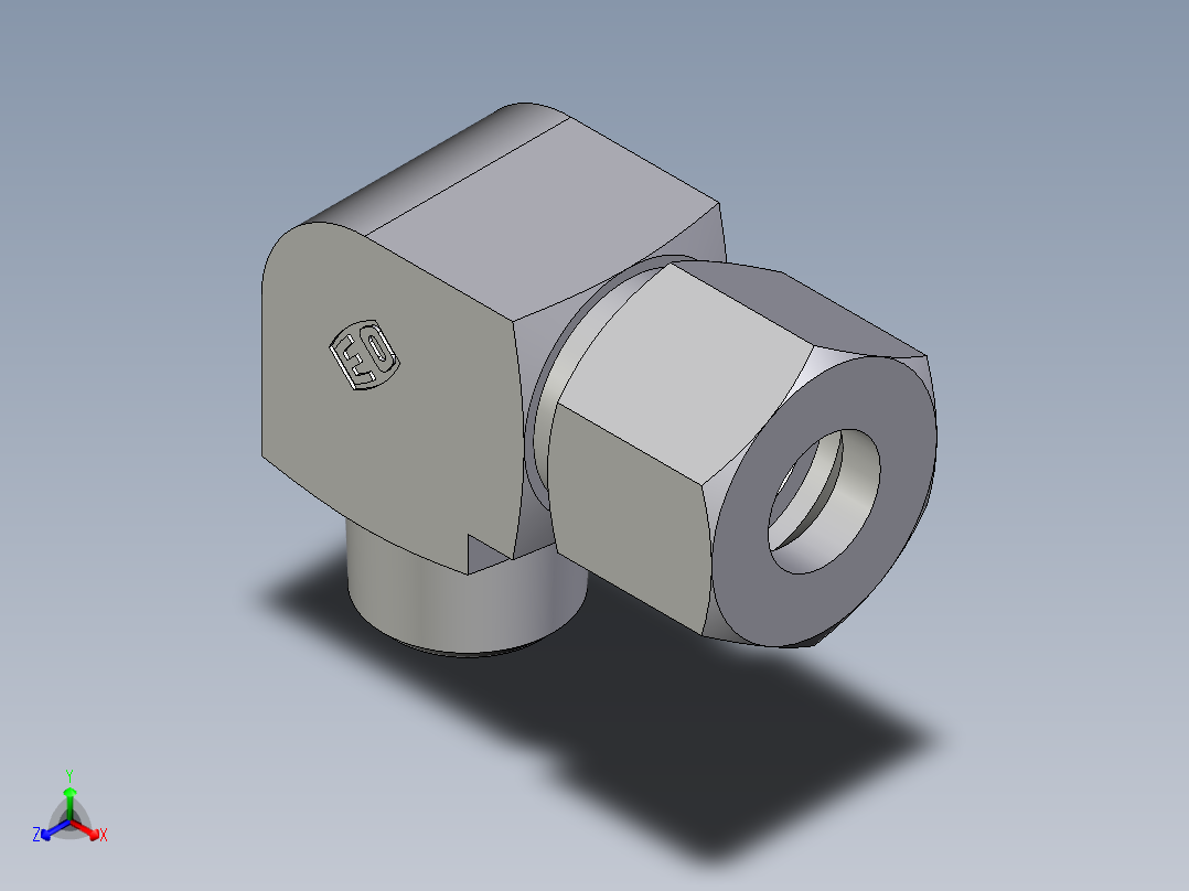 卡套式工业通用硬管接头EO_Male_stud_elbow_WE12SMCF正等轴测图