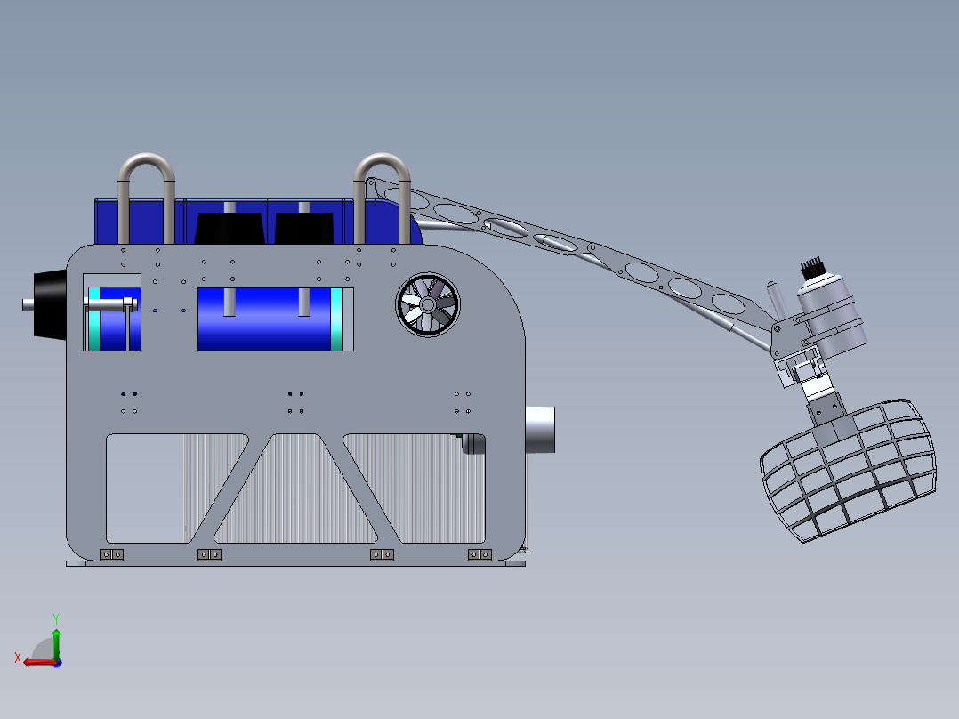 海产品抓取水下机器人设计含三维SW模型=1434851==400后视图
