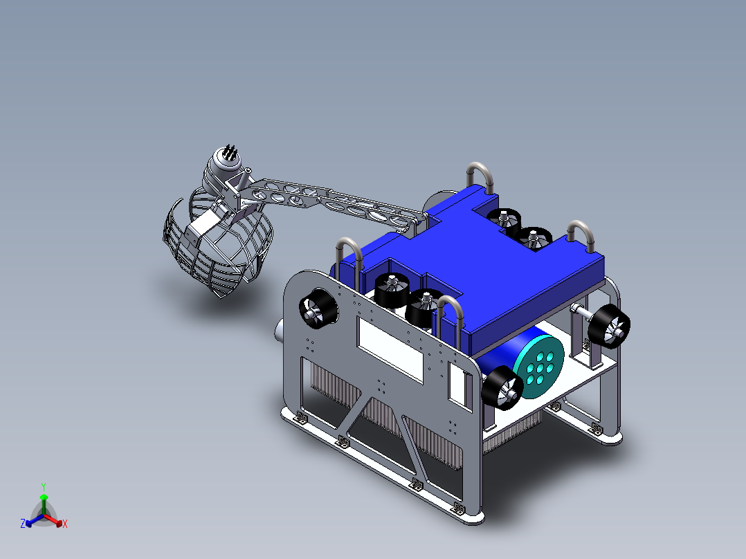 海产品抓取水下机器人设计含三维SW模型=1434851==400正等轴测图