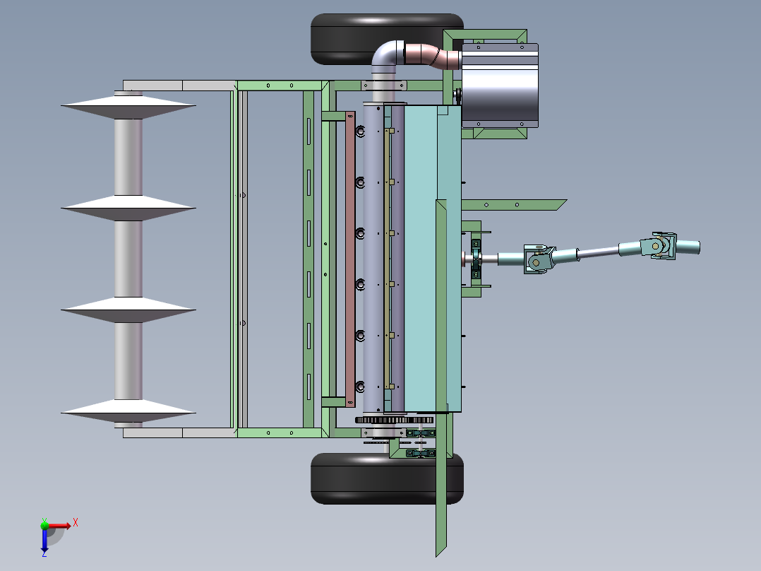 内侧充种式智能花生播种机俯视图