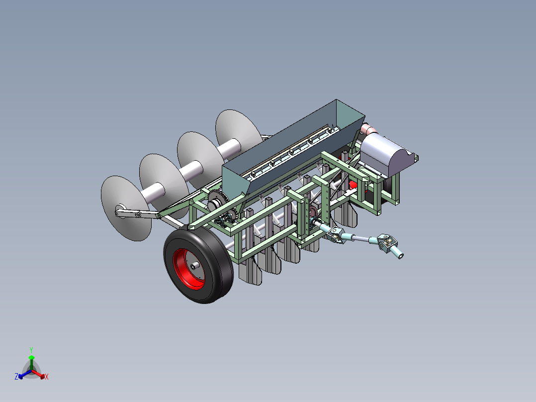 内侧充种式智能花生播种机正等轴测图