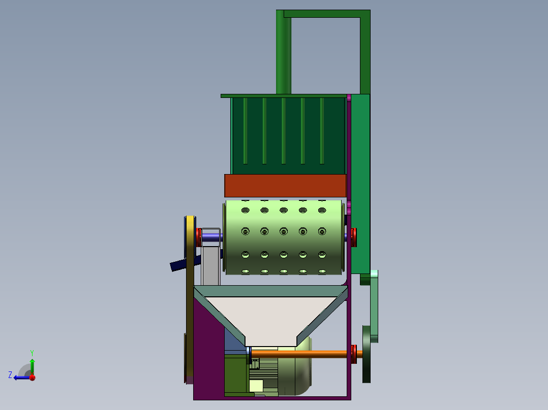 大枣红枣冬枣鲜枣去核机设计 含CAD图纸+SW三维模型+说明书右视图