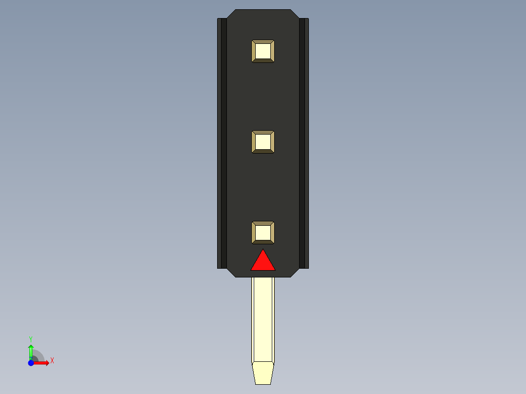 彩色公排针 100mil 2.54mm 系列-DS1022_black_3x01p_100mil_TypeD_rev1.0前视图