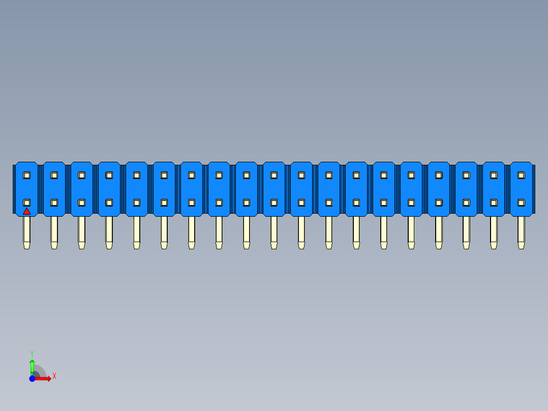 彩色公排针 100mil 2.54mm 系列-DS1022_blue_2x19p_100mil_TypeD_rev1.0前视图
