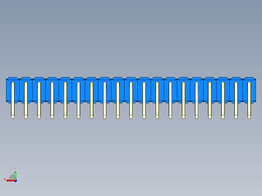 彩色公排针 100mil 2.54mm 系列-DS1022_blue_2x19p_100mil_TypeD_rev1.0后视图