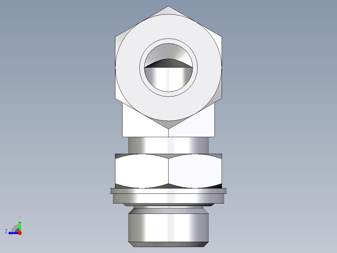 卡套式工业通用硬管接头EO_Adjustable_Locknut_elbow_WEE12ZLRCF右视图