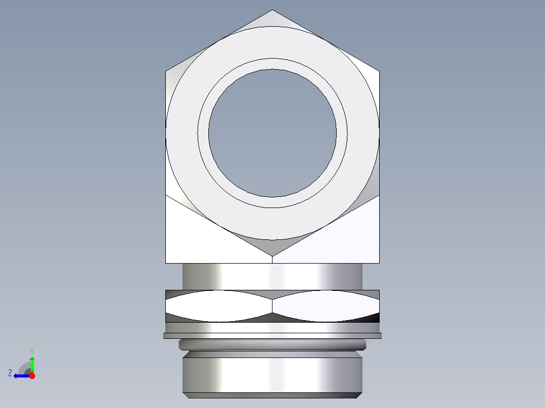 卡套式工业通用硬管接头EO_Adjustable_locknut_branch_tee_TEE35LMORCF右视图