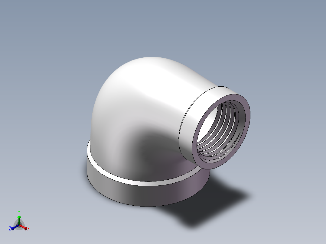 弯头-异径内丝 DN25-DN15正等轴测图