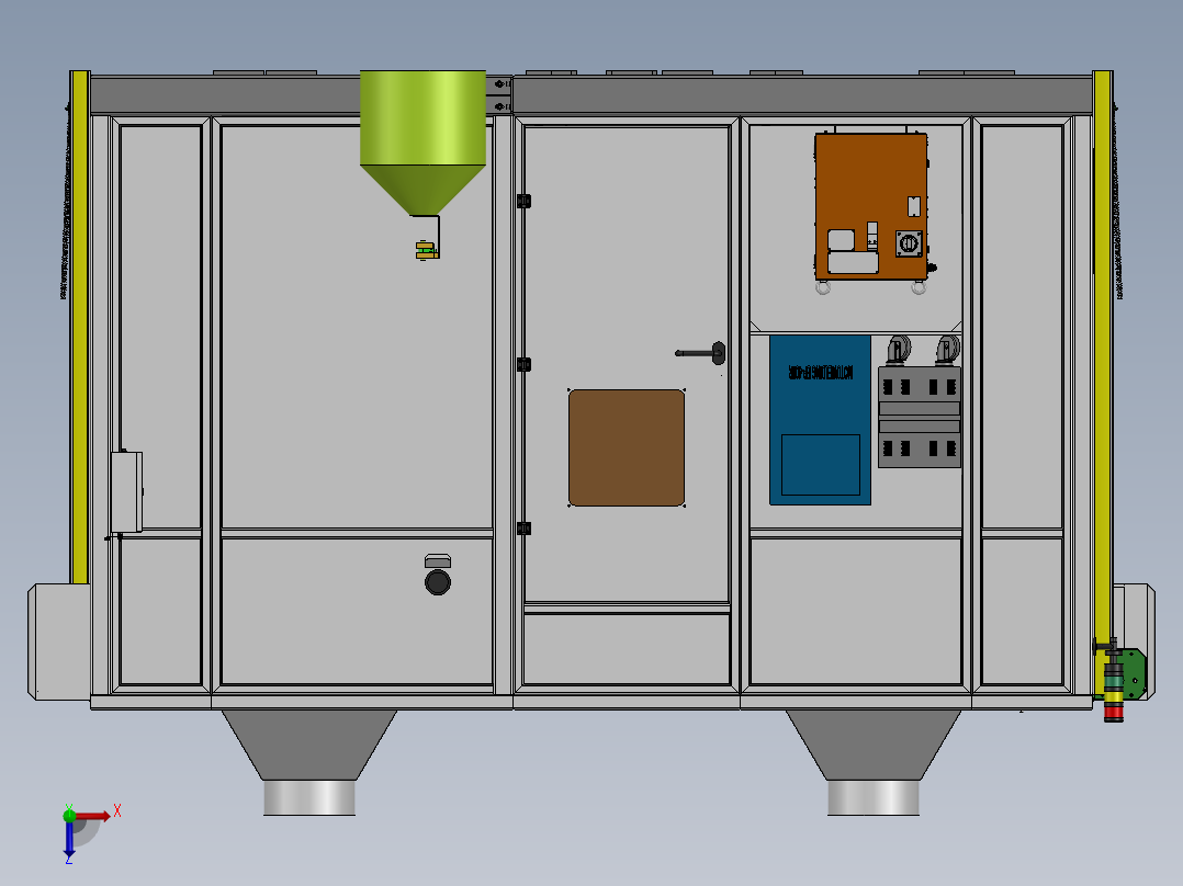 单机器人3工位工作站sw20俯视图