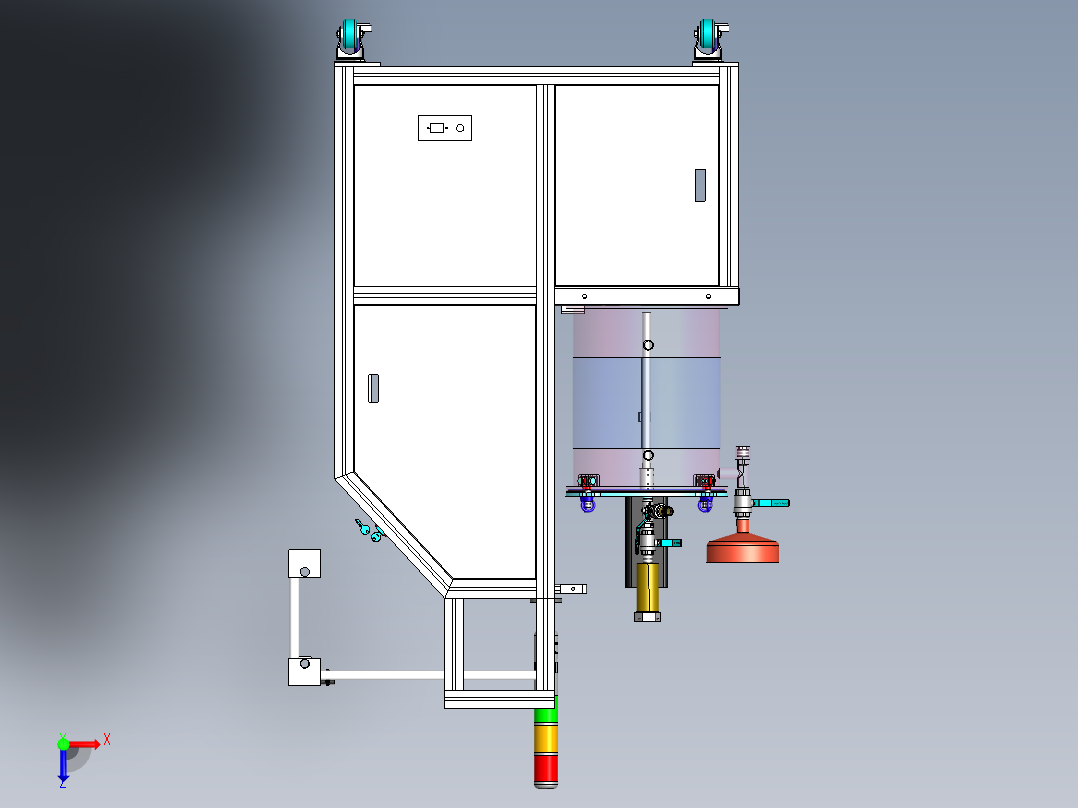悬臂式灌胶机3D图纸 SolidWorks绘制图纸 搅拌式灌胶机3d三维模型俯视图