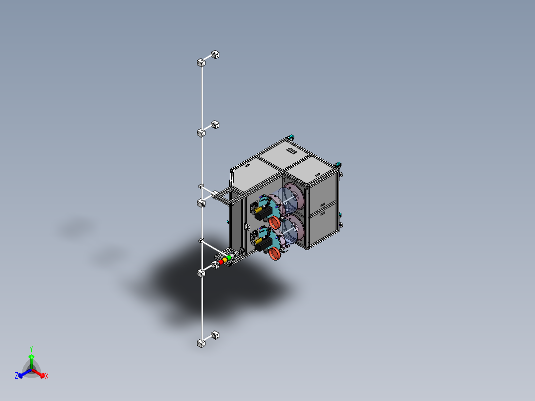 悬臂式灌胶机3D图纸 SolidWorks绘制图纸 搅拌式灌胶机3d三维模型正等轴测图