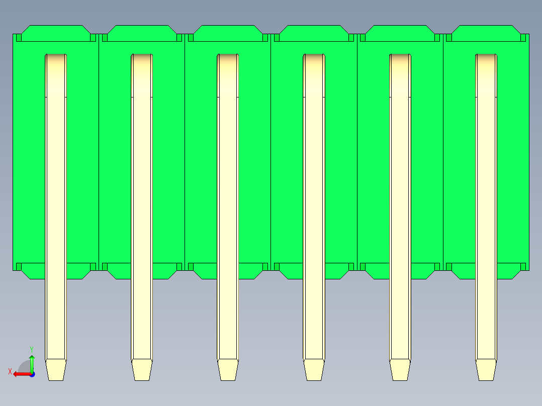 彩色公排针 100mil 2.54mm 系列-DS1022_green_3x06p_100mil_TypeD_rev1.0后视图