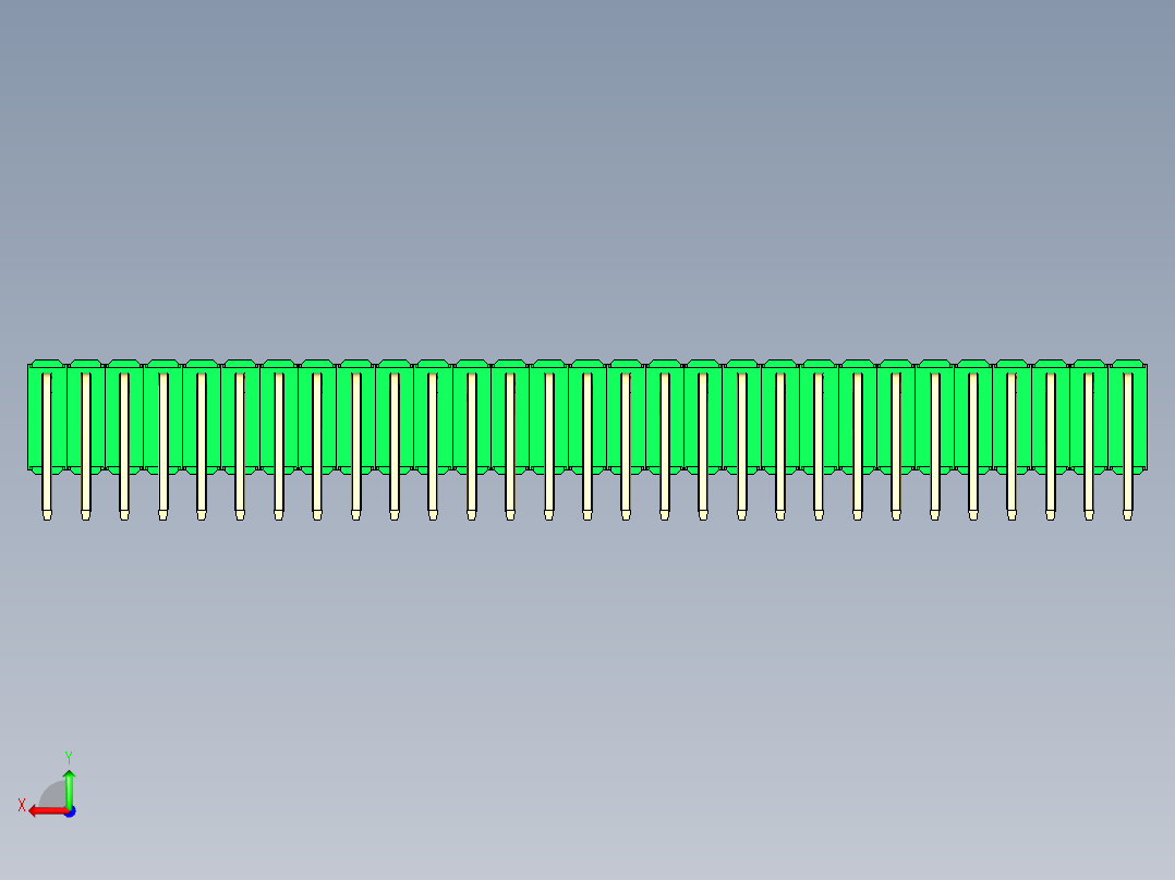 彩色公排针 100mil 2.54mm 系列-DS1022_green_3x29p_100mil_TypeD_rev1.0后视图