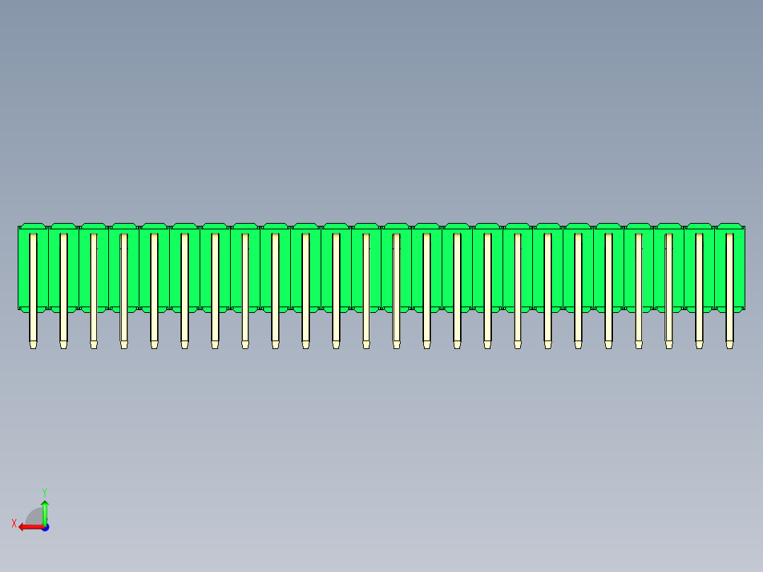 彩色公排针 100mil 2.54mm 系列-DS1022_green_3x24p_100mil_TypeD_rev1.0后视图