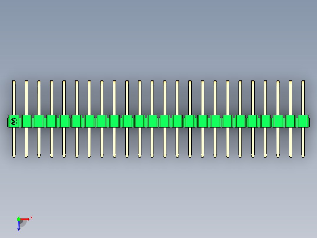 彩色公排针 100mil 2.54mm 系列-DS1022_green_3x24p_100mil_TypeD_rev1.0俯视图