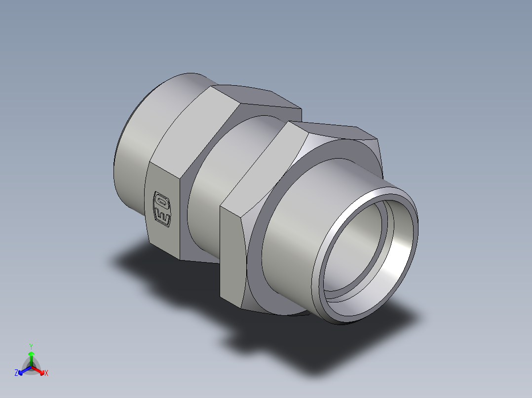 卡套式工业通用硬管接头EO_Bulkhead_union_SV28LOMD71正等轴测图