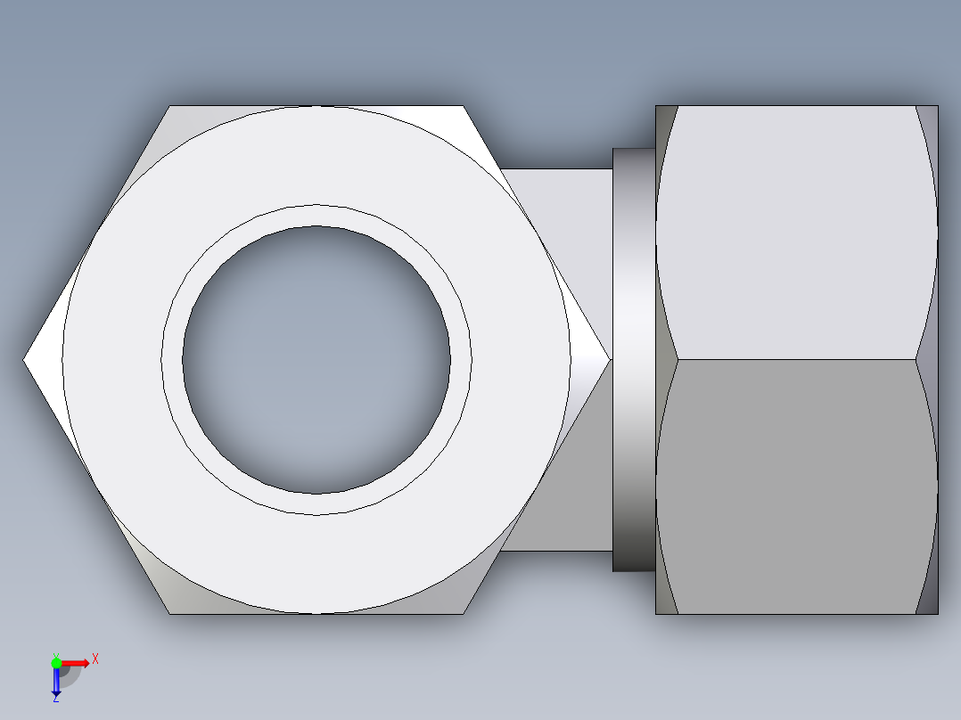卡套式工业通用硬管接头EO_Swivel_nut_run_tee_EL22L71俯视图