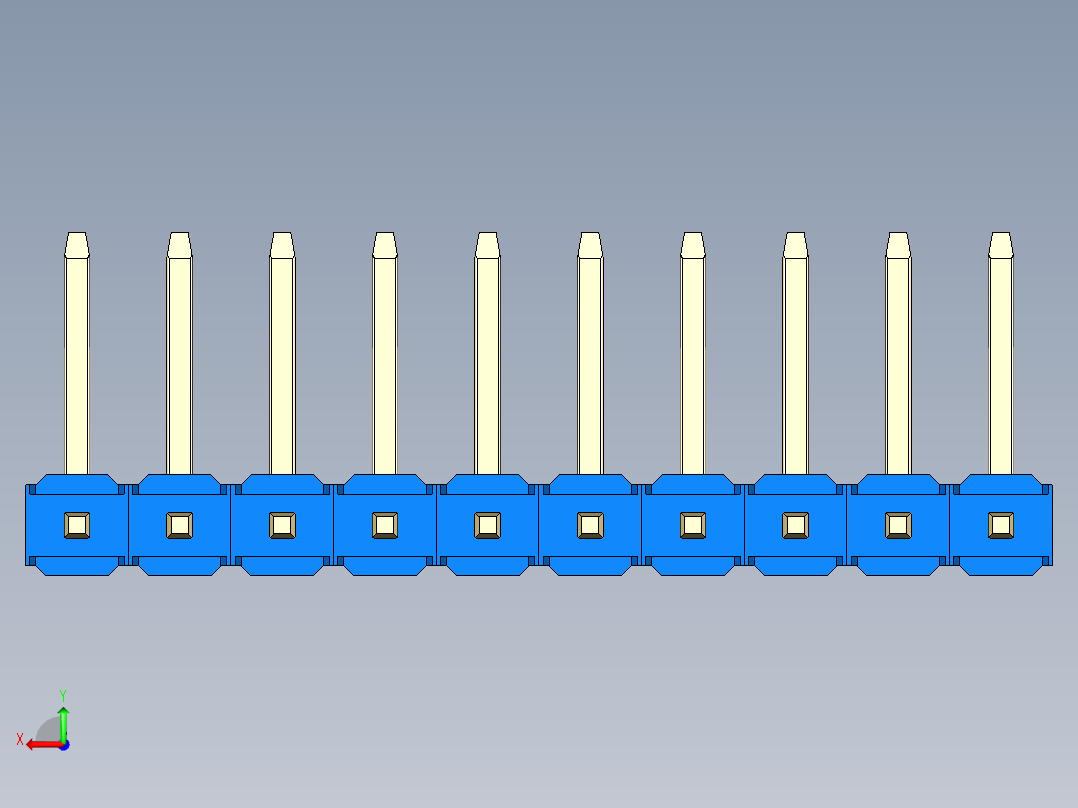 彩色公排针 100mil 2.54mm 系列-DS1022_blue_10p_100mil_TypeU_rev1.0后视图