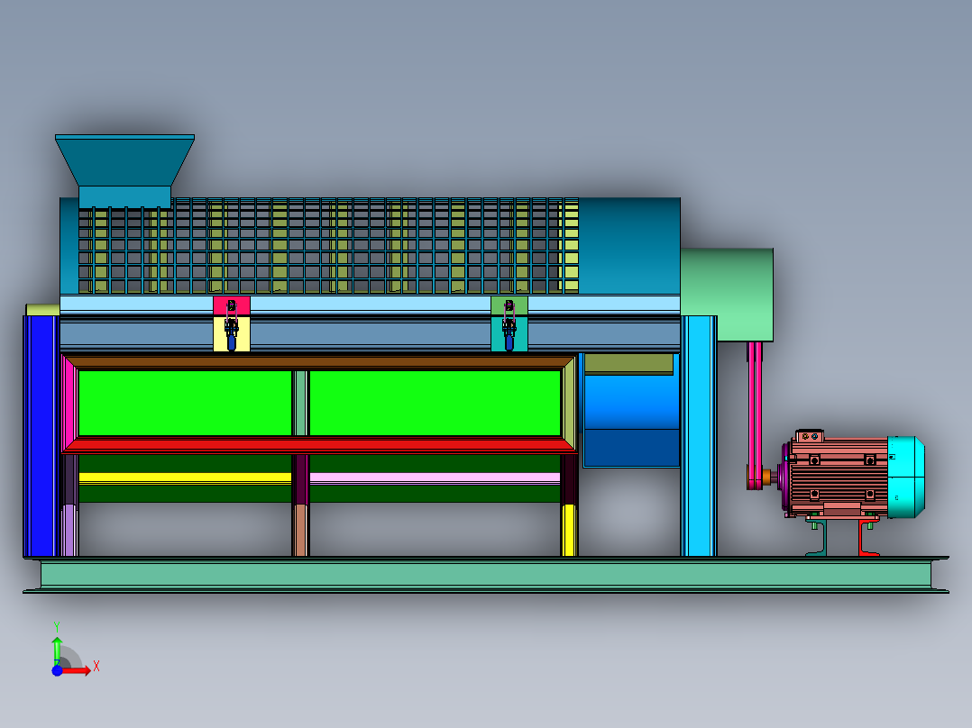 滚筒塑料片料粉干燥机前视图