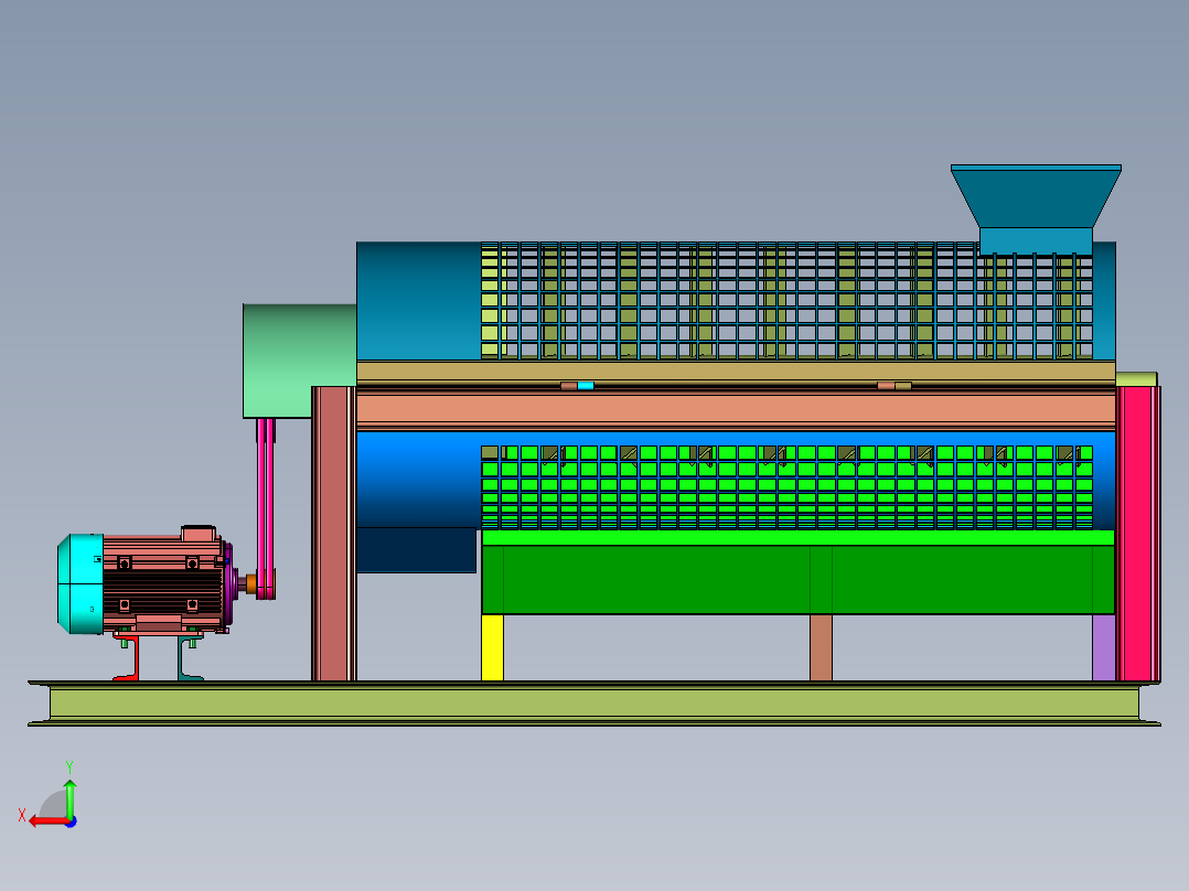 滚筒塑料片料粉干燥机后视图