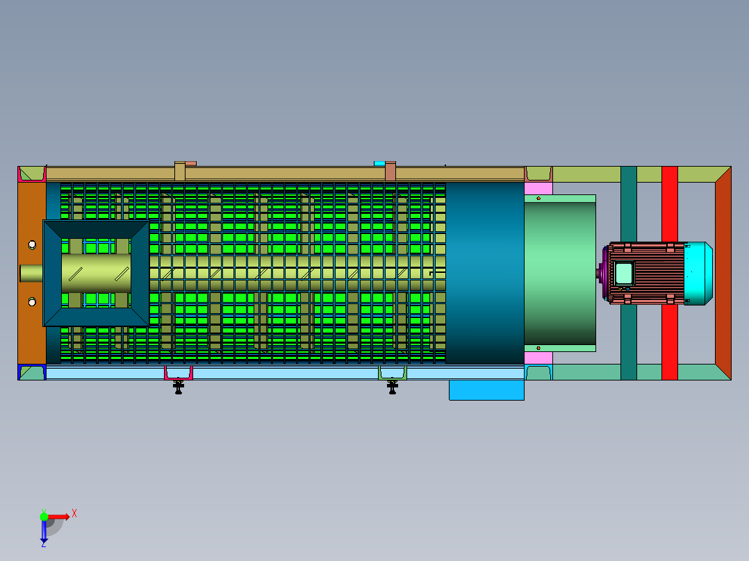 滚筒塑料片料粉干燥机俯视图