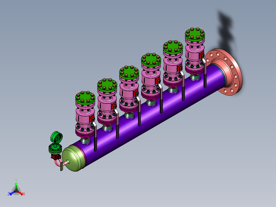 丙烯腈进行吸附过滤器正等轴测图
