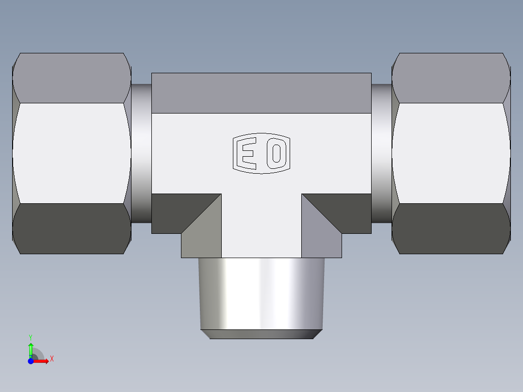 卡套式工业通用硬管接头EO_Male_stud_run_tee_TE16SR71前视图