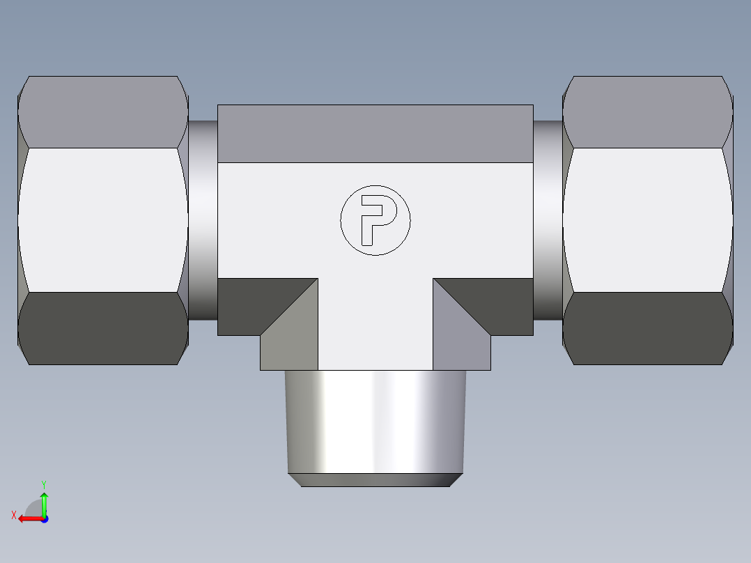 卡套式工业通用硬管接头EO_Male_stud_run_tee_TE16SR71后视图