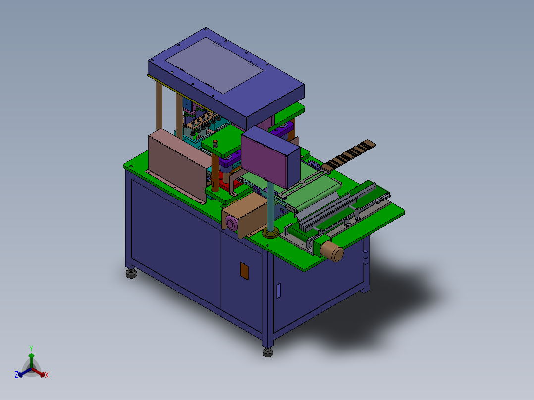镍氢及锂电圆柱形电池极片裁切机正等轴测图