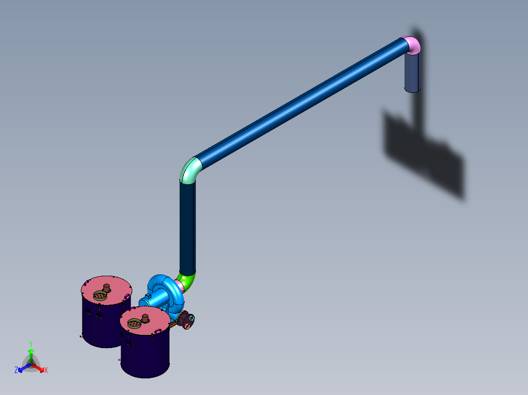 拼装式油雾滤筒净化系统正等轴测图