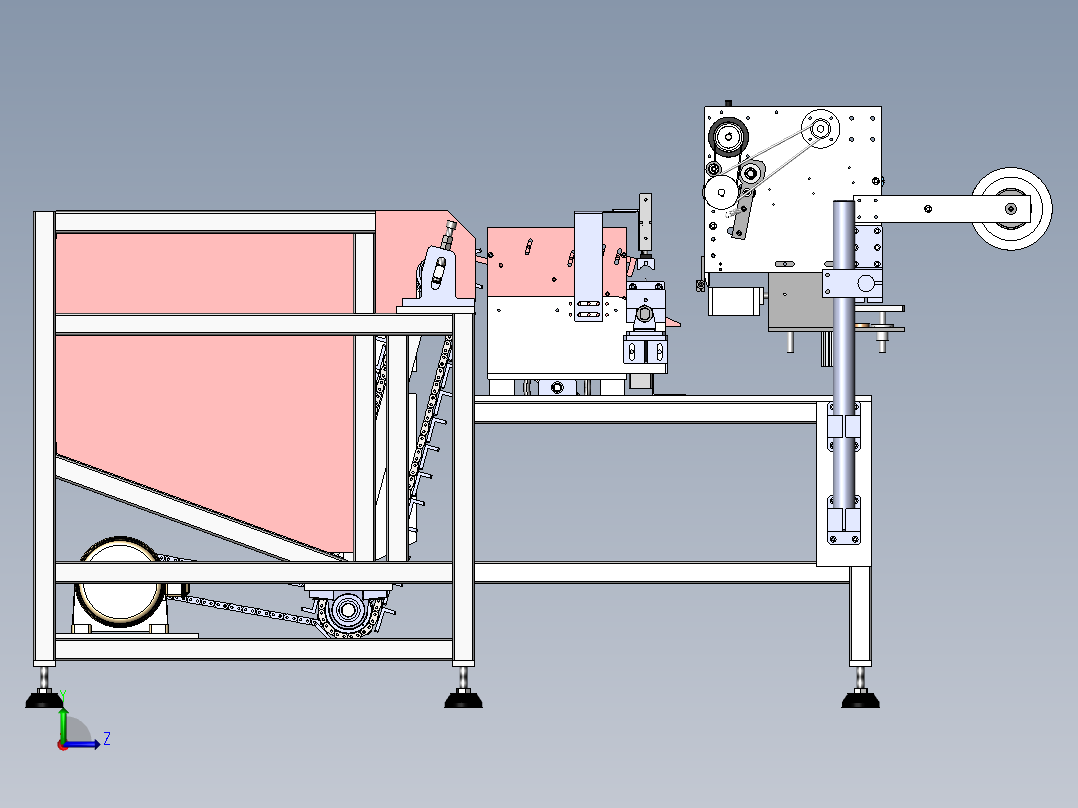 圆管自动贴标机sw18可编辑左视图
