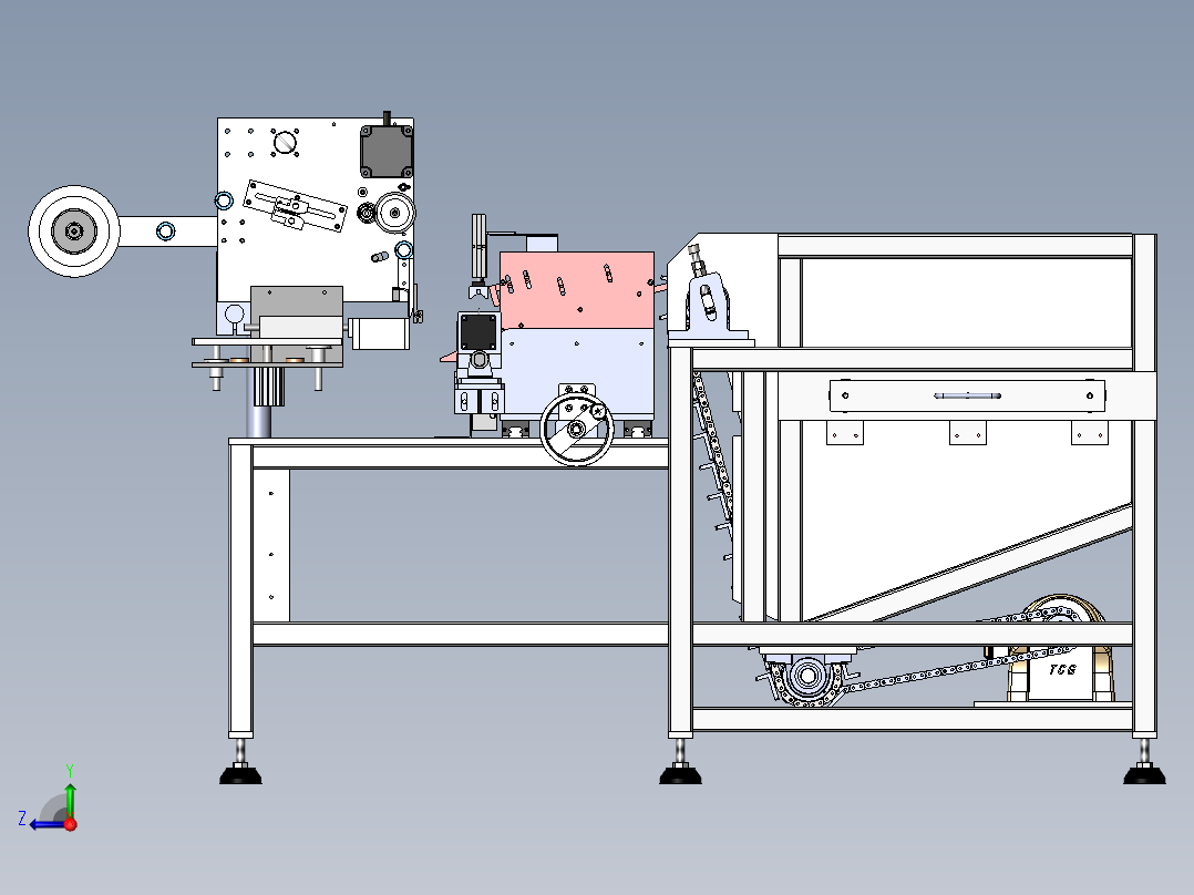 圆管自动贴标机sw18可编辑右视图
