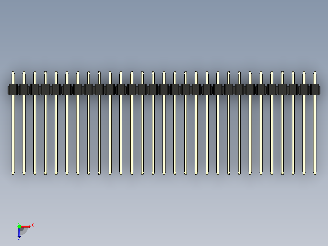 彩色公头100mil（2.54mm）系列-DS1021_black_1x29p_100mil_Type19_rev1.0俯视图