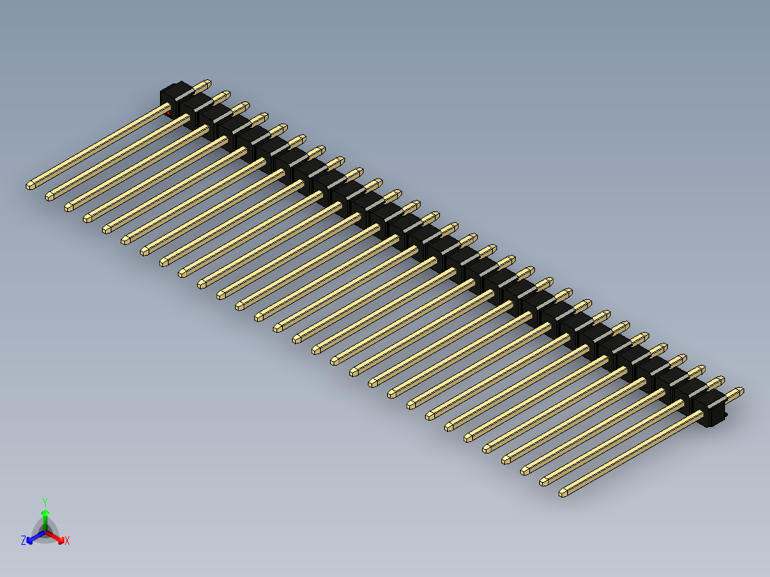 彩色公头100mil（2.54mm）系列-DS1021_black_1x29p_100mil_Type19_rev1.0正等轴测图