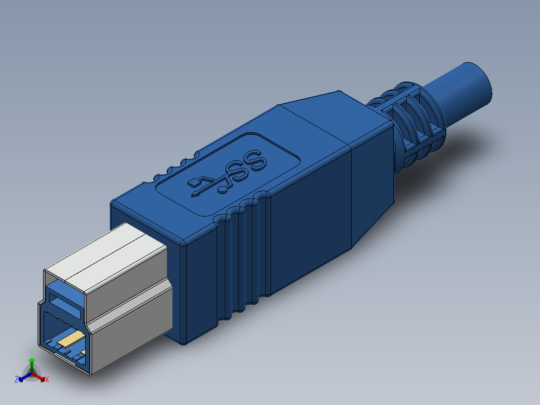USB 3.0型电缆插头正等轴测图