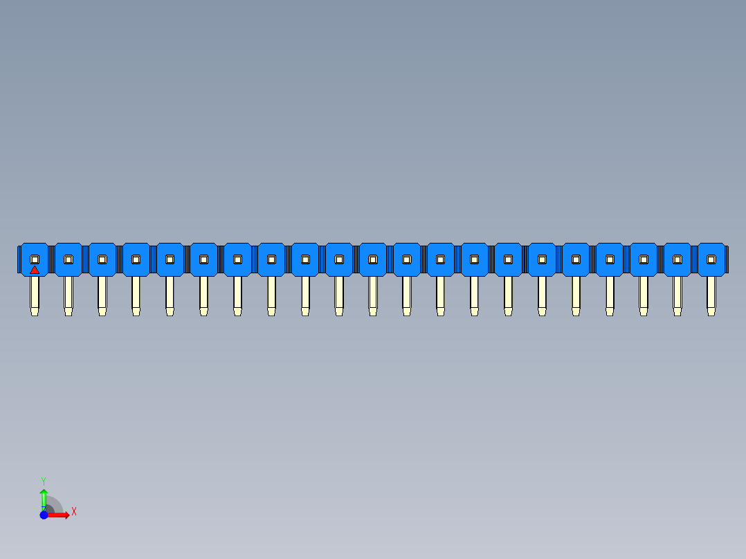 彩色公排针 100mil 2.54mm 系列-DS1022_blue_1x21p_100mil_TypeD_rev1.0前视图